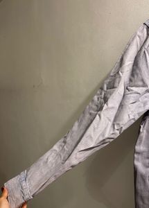 Blue Button-Down Shirt Jacket