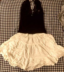 adorable white tiered skater short skirt