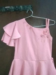 Pink Ruffle One-Shoulder Dress