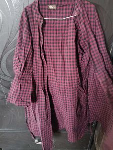 Red &amp; Black Checkered Oversized Top