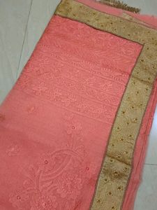 Soft Supernet Saree With Jari Thread Work N Stone