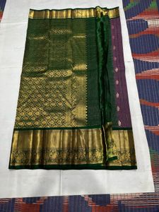Onion Pink &amp; Green Pure Kanchipuram Silk Saree