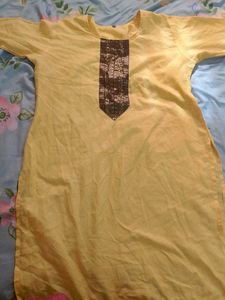 Yellow Kurti with Gold Detail