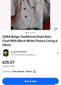 Zara Girls Khaki Plaid Lined Trench Coat