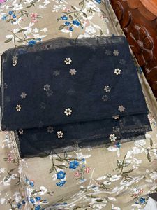Black Lace Sheer Blouse With Lehanga Dupatta