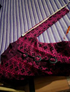 Pink Floral Knit Cardigan