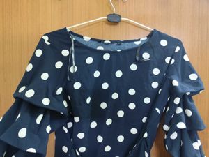 Polka Dot Ruffle Sleeve Top