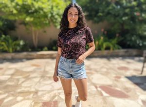 Floral Print Cropped Tee