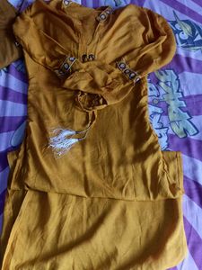 Mustard Embroidered Top
