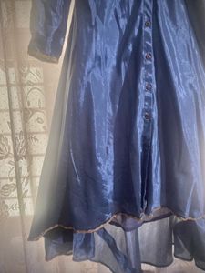 Grey-Blue High-Low Anarkali Kurta