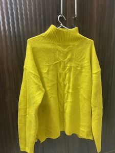 Yellow Knit Turtleneck Sweater