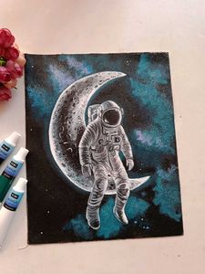 Astronaut Moon Painting