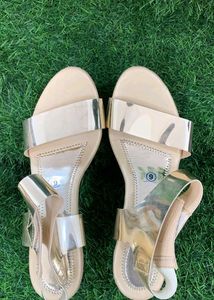 New Heels Golden Wedge Party Wear