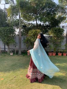 Lengha With Thread Embroidery