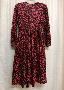 Red Printed Velvet Mini Dress