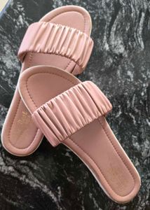 Pink Ruched Slide Sandals