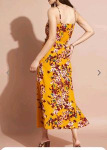 Dressberry Mustard Yellow Floral Maxi Dress
