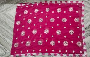 Elegant Pink Embroidered Saree