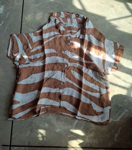 Brown And White Stripped Half Sleeve Shirt 🤍🤎