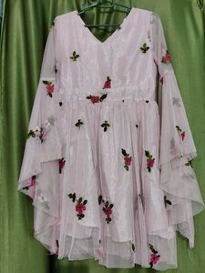Pink Floral Embroidered Dress