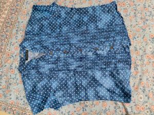 💠Blue Heart Dot Pintuck Blouse💠