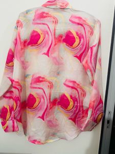 Satin Silk Floral Shirt, Bust- 36/34 Strechable