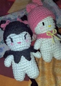 Crochet Kuromi &amp; My Melody Keychain