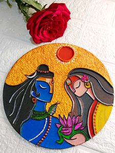 Handcrafted Lord Shiva-Parvati texture art Wall De