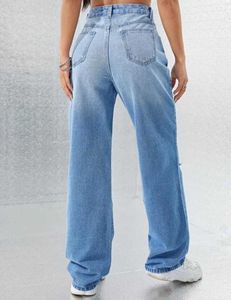 Ripped Knee, Wide Leg Jeans