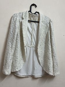Elegant White Lace Blazer for Women