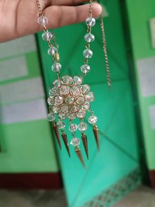 Combo White - Golden Crystal Locket Chain And Pin