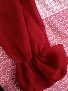 Red Long Sleeve Crop Top