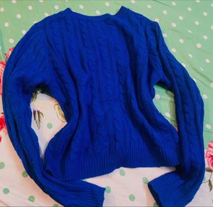 Blue Cable Knit Sweater