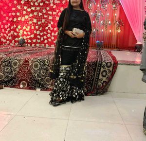 Elegant Black Kurta shrara Set
