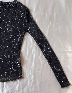 Shein Black Mesh Net Full Sleeves Top