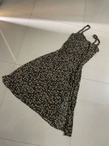 ZARA Floral Midi Dress with Slit
