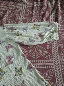 White Butterfly Print Top