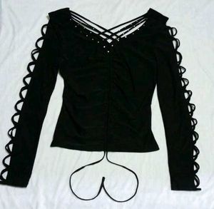 Unique Black Embellished Top