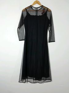 Black Net Embroidered Kurtha (Women&#39;s)