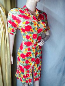 Vintage Floral Shirt Dress
