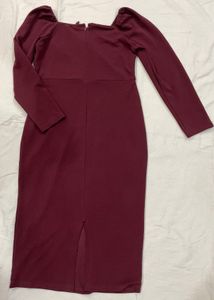 Burgundy Midi Bodycon Dress