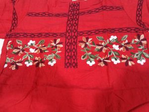 Red Handwork Top