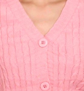 pink knit cardigan