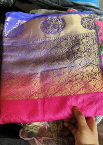 woven banarasi silk blend saree