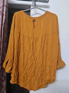 Embroidered Mustard Top