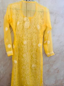 Trendy Lemon Chikankari Kurti