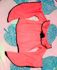 Pink Off-Shoulder Bell Sleeve Top