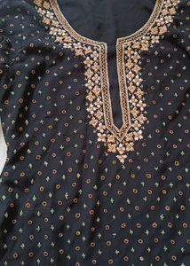 black short kurta with embroidery design