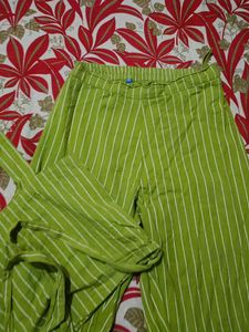 Green Striped Top and Pants Set