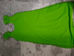 Vibrant Green Dress with Ruffle Sleeves